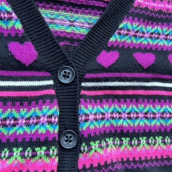 Aeropostale cute Pink/purple heart Striped Cardigan Sweater essential layer xs - Picture 6 of 9